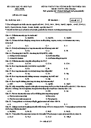 Đề thi thử Tốt nghiệp THPT môn Hóa học - Mã đề 217 - Năm học 2020-2021 - Sở giáo dục và đào tạo Bắc Ninh (Có đáp án)
